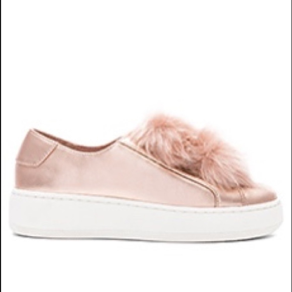 Rose Gold Steve Madden Pom Pom Sneakers